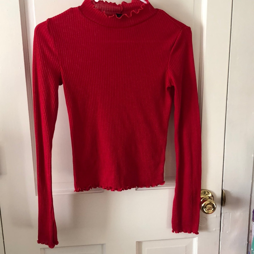 Ribbed knit long sleeve mock shirt